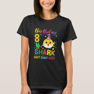 Camiseta Kids Baby Cute Shark 8th Birthday Boy Girl 8 Year