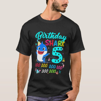 Camiseta Kids Baby Shark 5Th Birthday Boys Girls 5 Year Old