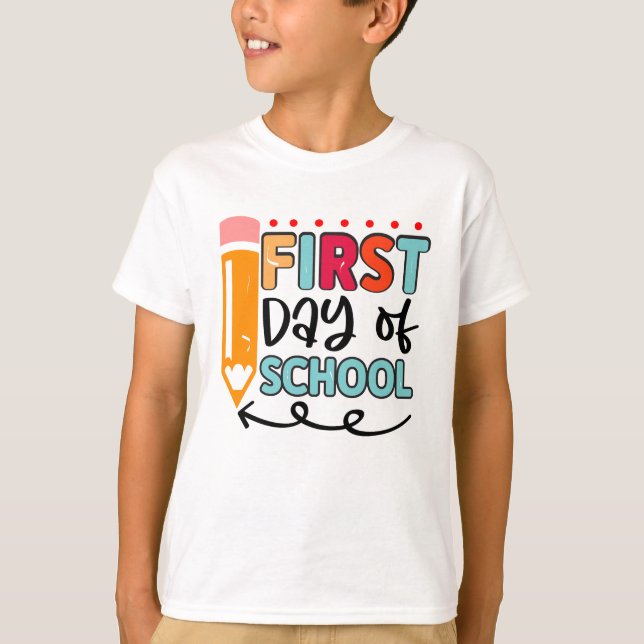 Camiseta Kids Back to School Shirt with Cute Pencil Art (Frente)