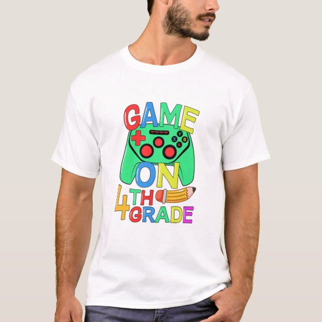 Camiseta Kids Back To School Video Gamer 4Th Grade Game On (Frente)