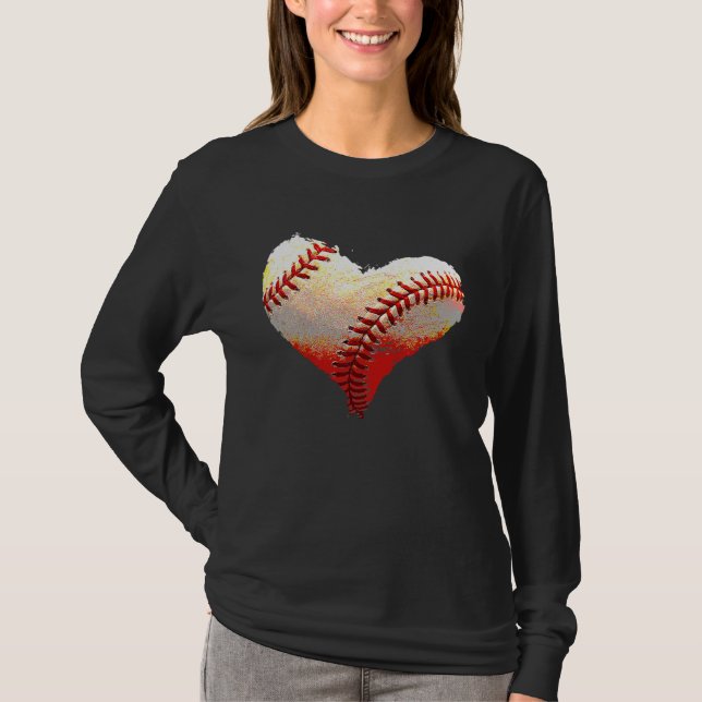 Camiseta Kids Baseball Heart Valentines Day Sports  Player (Frente)