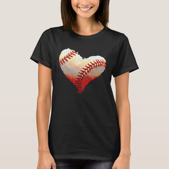 Camiseta Kids Baseball Heart Valentines Day Sports  Player (Frente)