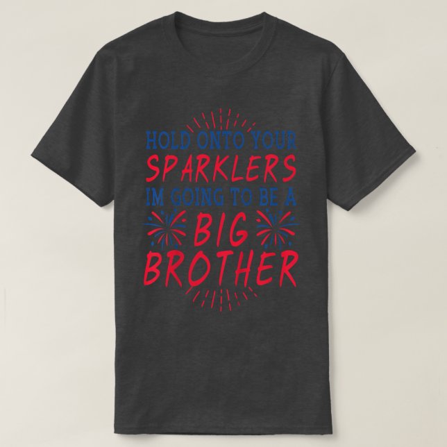 Camiseta Kids Big Brother Sparkler USA 4 De Julho, Grávida (Frente do Design)