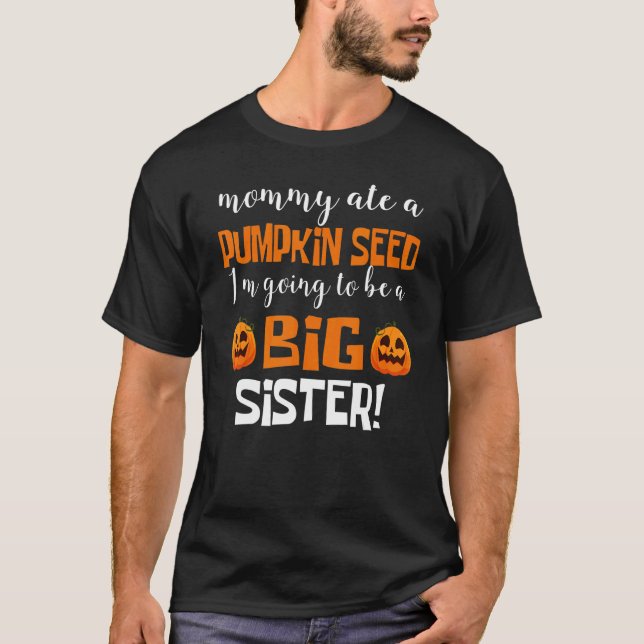 Camiseta Kids Big Sister Fall Pregnancy Announcement Hallow (Frente)