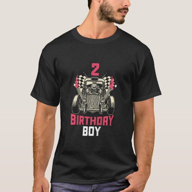 Camiseta Kids Birthday Boy 2  Two Race Car 2nd Birthday Rac (Frente)