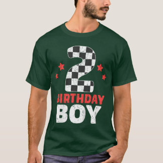 Camiseta Kids Birthday Boy 2 Two Racing Flag 2nd Birthday R