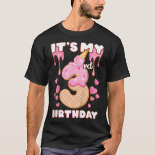 Camiseta Kids Birthday, Girl 3 years, Ice Cream, It's my 3r