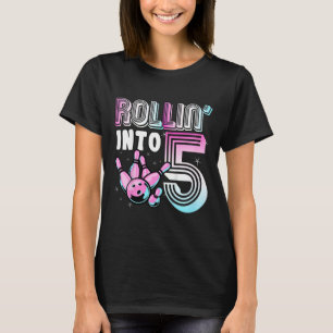 Camiseta Kids Bowler Rollin' Em 5 Boliche de Birthday Ki
