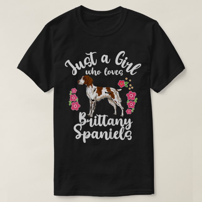Camiseta Kids Brittany Spaniel Just a Girl Who Loves Britta (Frente do Design)