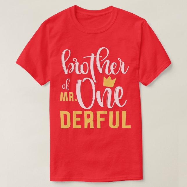 Camiseta Kids Brother of Mr Onederful 1st Birthday OneDerfu (Frente do Design)