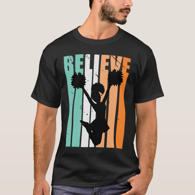 Camiseta Kids Cheerleading Cheerleader Believe Silhouette C (Frente)
