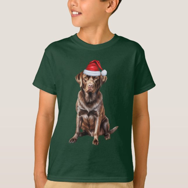 Camiseta Kids Chocolate Labrador Dog Lover Funny Christmas (Frente)