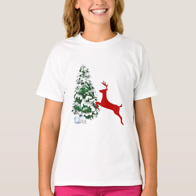 Camiseta Kids Christmas Reindeer T-Shirt - Fun Holiday Shir (Frente)