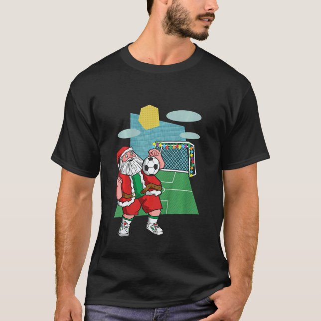 Camiseta Kids Christmas Soccer Ball Santa 2022  Sport Xmas  (Frente)