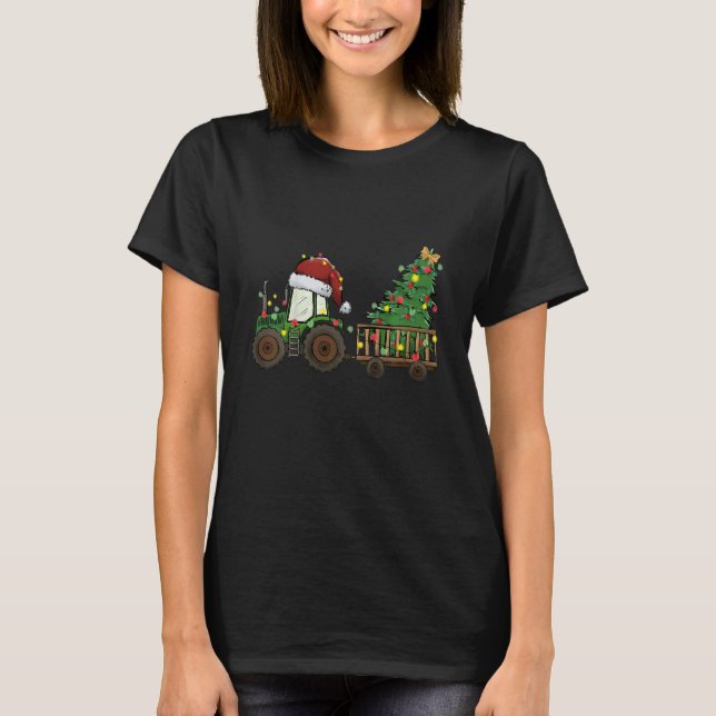 Camiseta Kids Christmas Tractor Farm  Christmas Tractor (Frente)