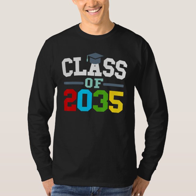 Camiseta Kids Class Of 2035 First Day Of Back To School Gra (Frente)