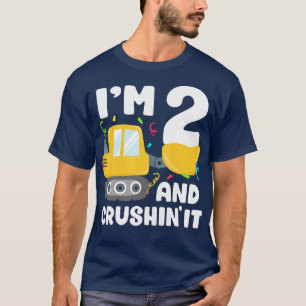 Camiseta Kids Construction Truck 2nd Birthday Boy 2 Year Ol