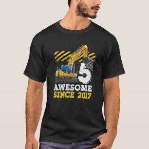 Camiseta Kids Construction Truck 5 Birthday Boy Excavator