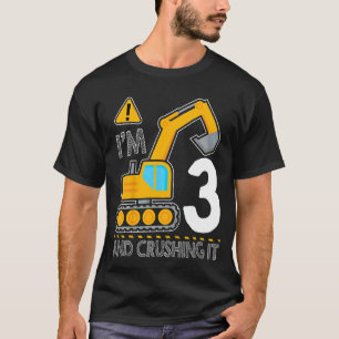 Camiseta Kids Construction Truck aniversário de 3 anos I'm 