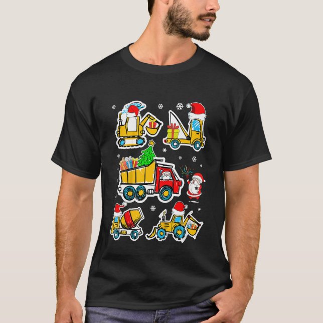Camiseta Kids Construction Vehicle Christmas Crane Truck Sa (Frente)