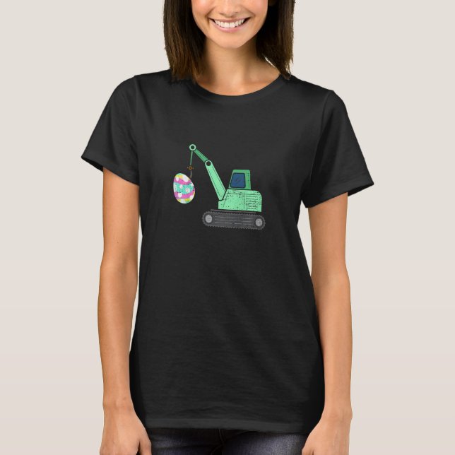 Camiseta Kids Construction Vehicle Easter Bunny Rabbit Girl (Frente)