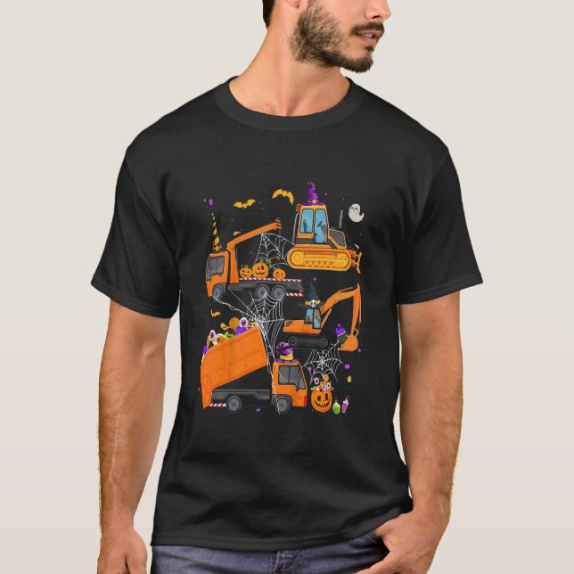 Camiseta Kids Construction Vehicle Halloween Crane Truck (Frente)