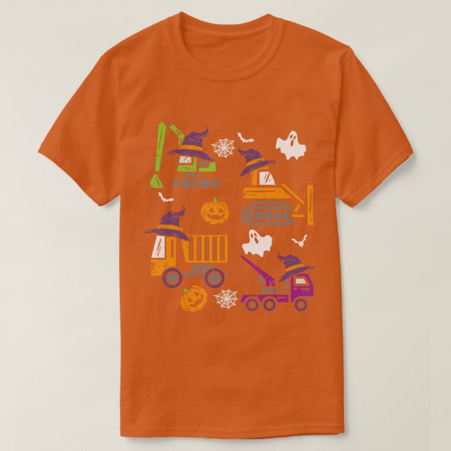 Camiseta Kids Construction Vehicle Halloween Crane Truck (Frente do Design)