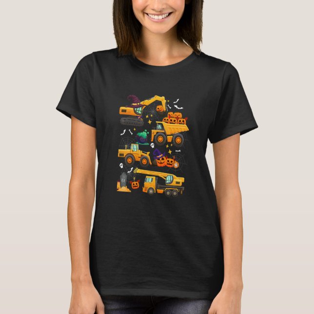 Camiseta Kids Construction Vehicle Halloween Crane Truck (Frente)