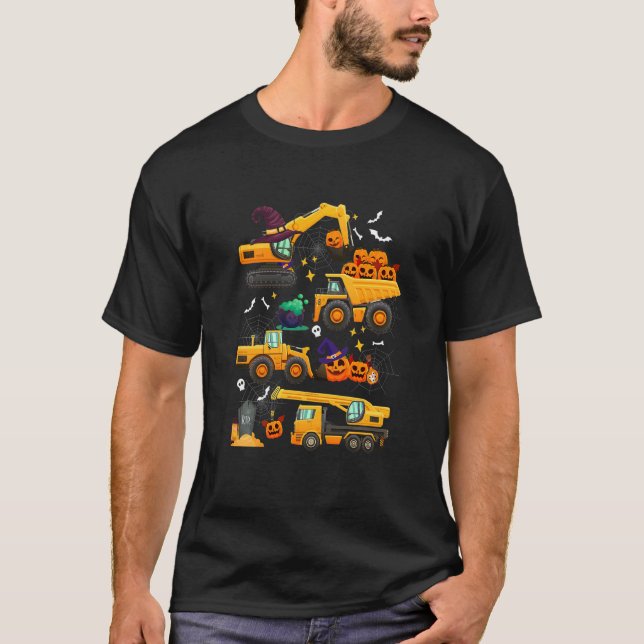 Camiseta Kids Construction Vehicle Halloween Crane Truck Pu (Frente)