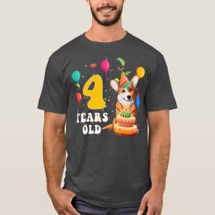 Camiseta Kids Cute 4 Years Old Corgi Dog Lover 4th Birthday