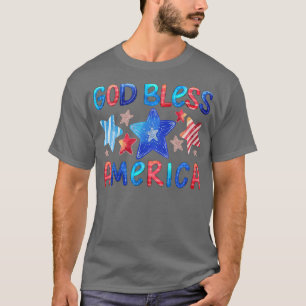 Camiseta Kids Cute American Flag Girls 4th Of July God Bles