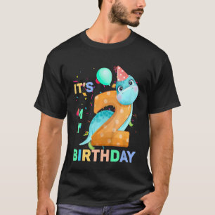 Camiseta Kids Cute Dino Dinosaur 2nd Two Bday Girl 2 Years
