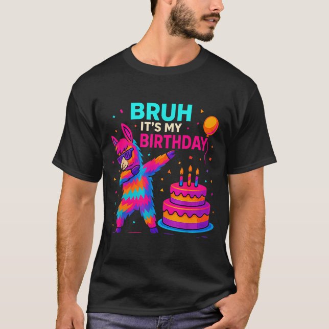 Camiseta Kids Dabbing Llama Birthday Funny Bday Party Tee  (Frente)
