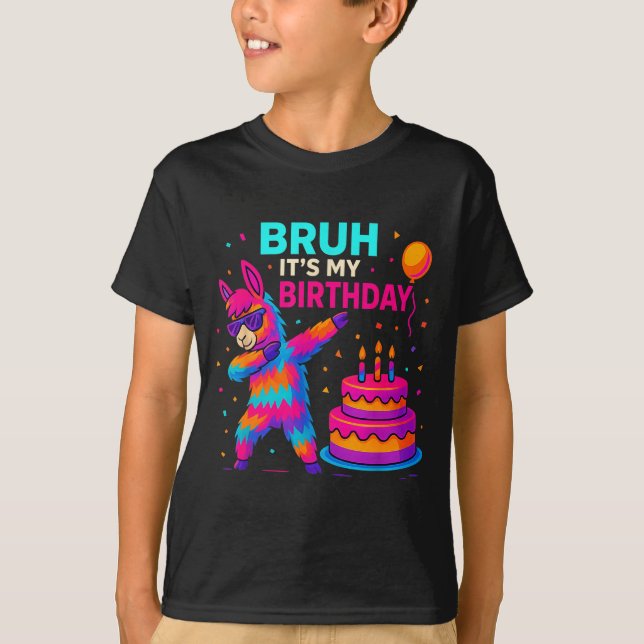 Camiseta Kids Dabbing Llama Birthday Funny Bday Party Tee  (Frente)