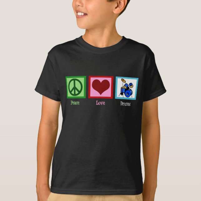 Camiseta Kids de tambores de paz e amor (Frente)