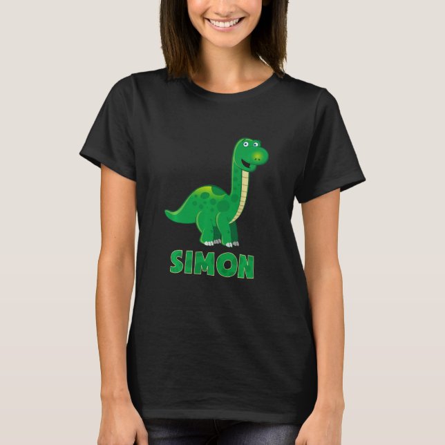 Camiseta Kids Dino dinossauro nome Simon (Frente)