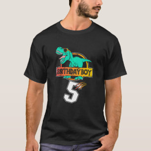 Camiseta Kids Dinosaur 5th Birthday I Am 5 Years Party Dino