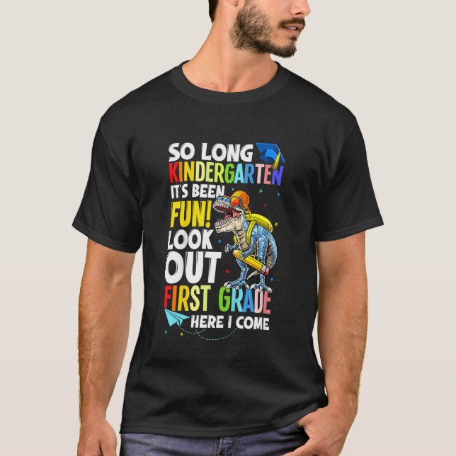 Camiseta Kids Dinosaur Trex So Long Kindergarten Here I Com (Frente)