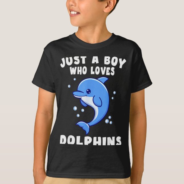 Camiseta Kids Dolphin Just A Boy Who Loves Dolphins Gift  (Frente)
