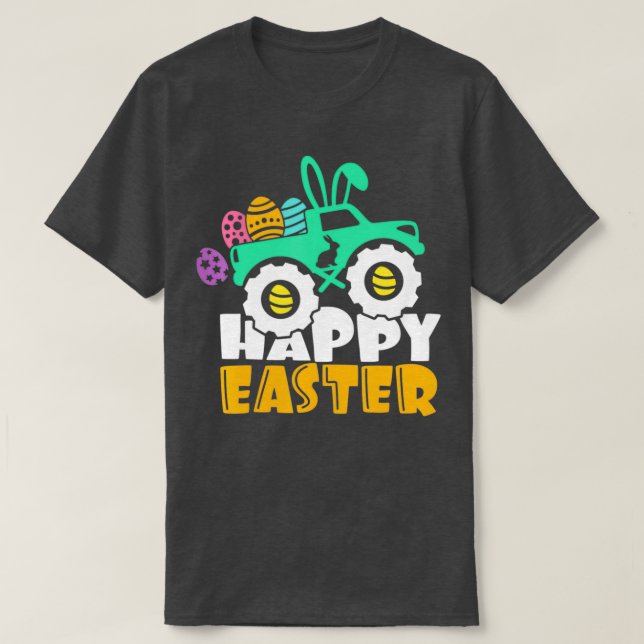 Camiseta Kids Easter Day for Monster Truck Lover Boy eggs e (Frente do Design)