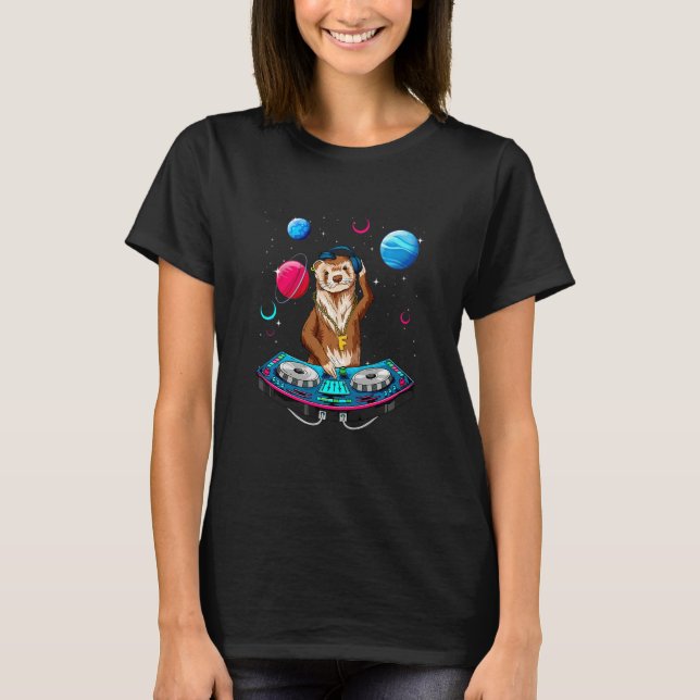 Camiseta Kids Ferret In Space Party Animals Kids DJ (Frente)