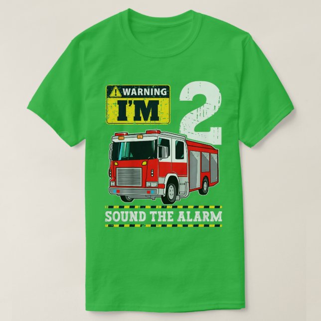 Camiseta Kids Fire Truck, 2 anos, segundo de Bombeiros Birt (Frente do Design)