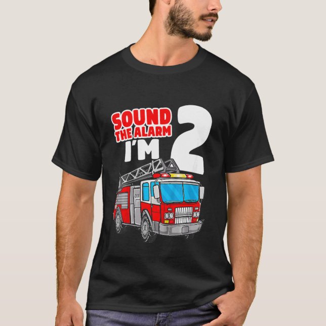 Camiseta Kids Fire Truck, 2 anos, segundo de Bombeiros Birt (Frente)