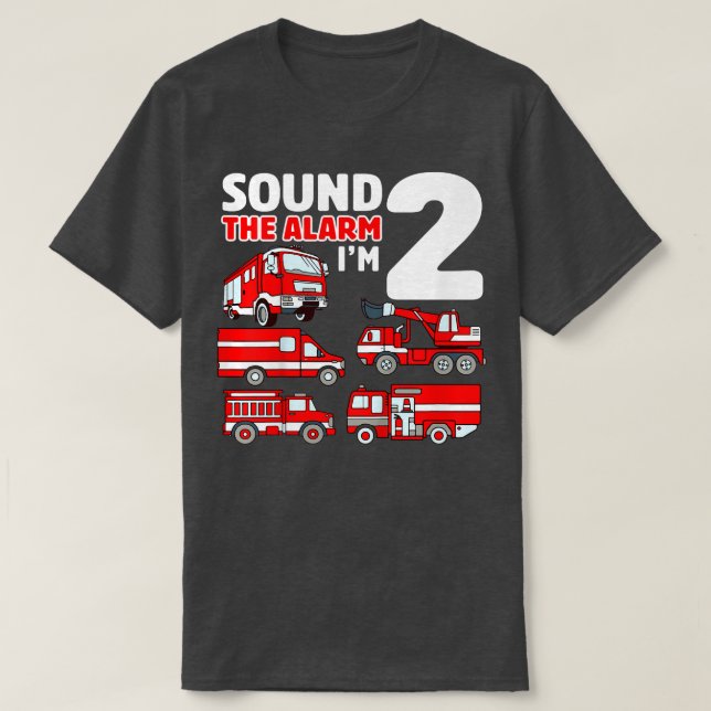 Camiseta Kids Fire Truck 2nd Birthday Toddler Boy Firefight (Frente do Design)