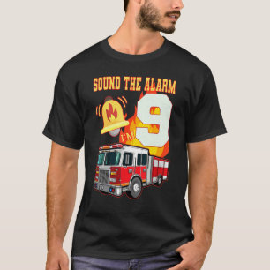 Camiseta Kids Fire Truck 9º Aniversário do Bombeiro 9 Yea