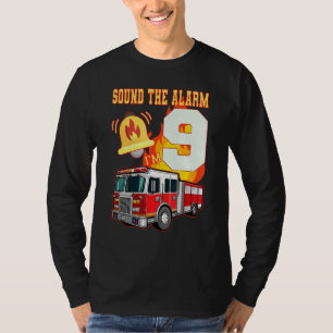 Camiseta Kids Fire Truck 9º Aniversário do Bombeiro 9 Yea