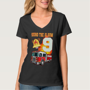 Camiseta Kids Fire Truck 9º Aniversário do Bombeiro 9 Yea