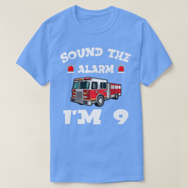 Camiseta Kids Fire Truck 9th Birthday Boy Toddler Firefight (Frente do Design)