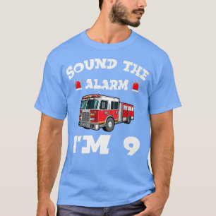 Camiseta Kids Fire Truck 9th Birthday Boy Toddler Firefight
