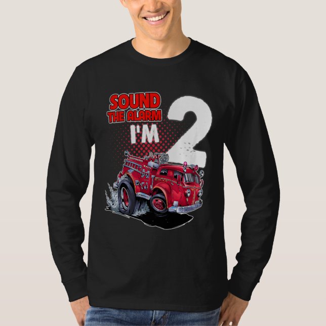 Camiseta Kids Fire Truck Eu tenho 2 anos segundo de Bombeir (Frente)